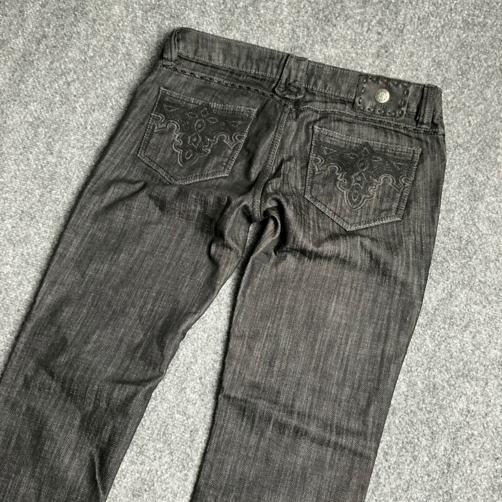 Antik Denim Womens Bootcut Jeans Charcoal Gray Low Rise Embroidered Pockets 31